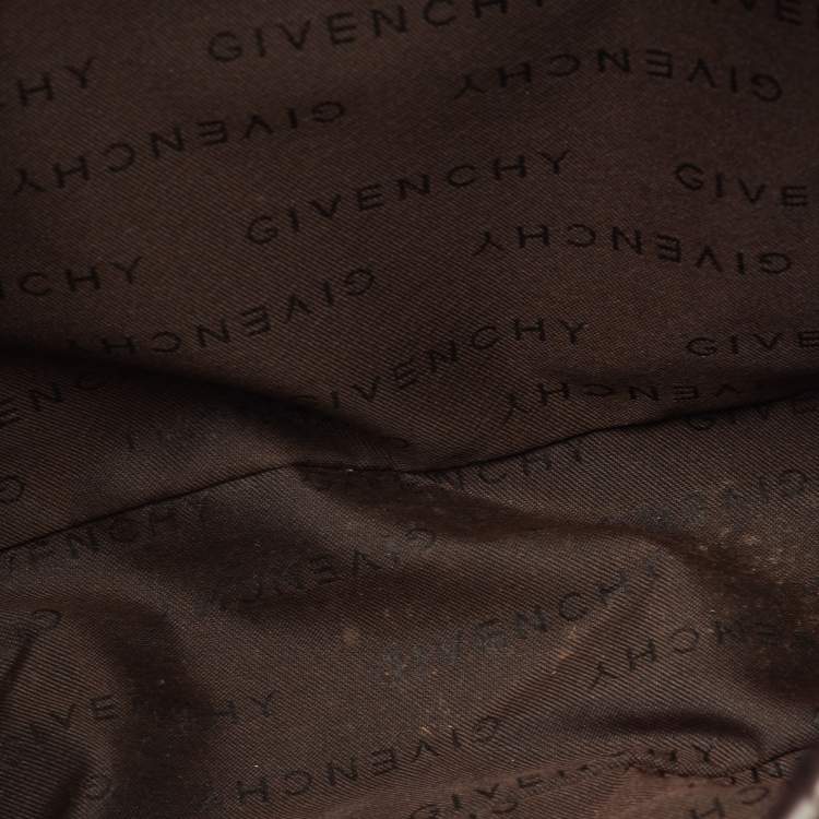 Pre Owned Givenchy Dark Brown Croc Embossed Suede Logo Flap Baguette