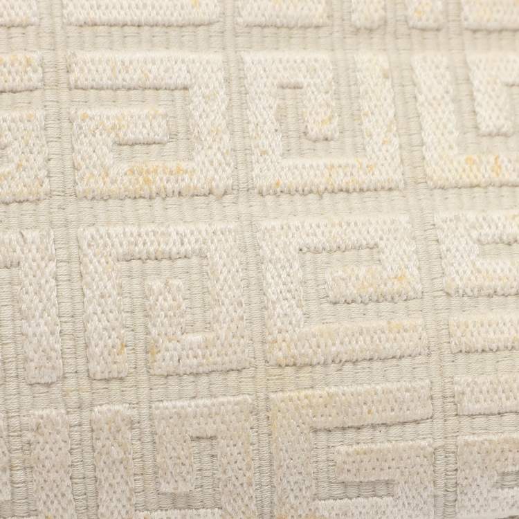 Pre Owned Givenchy Logo Embroidered Off White Canvas Wristlet Clutch