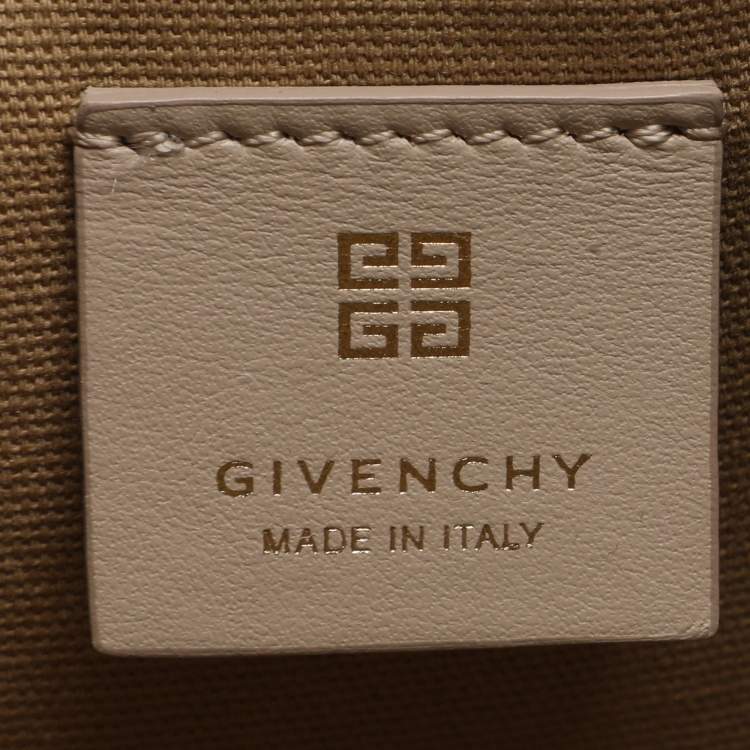 Pre Owned Givenchy Logo Embroidered Off White Canvas Wristlet Clutch