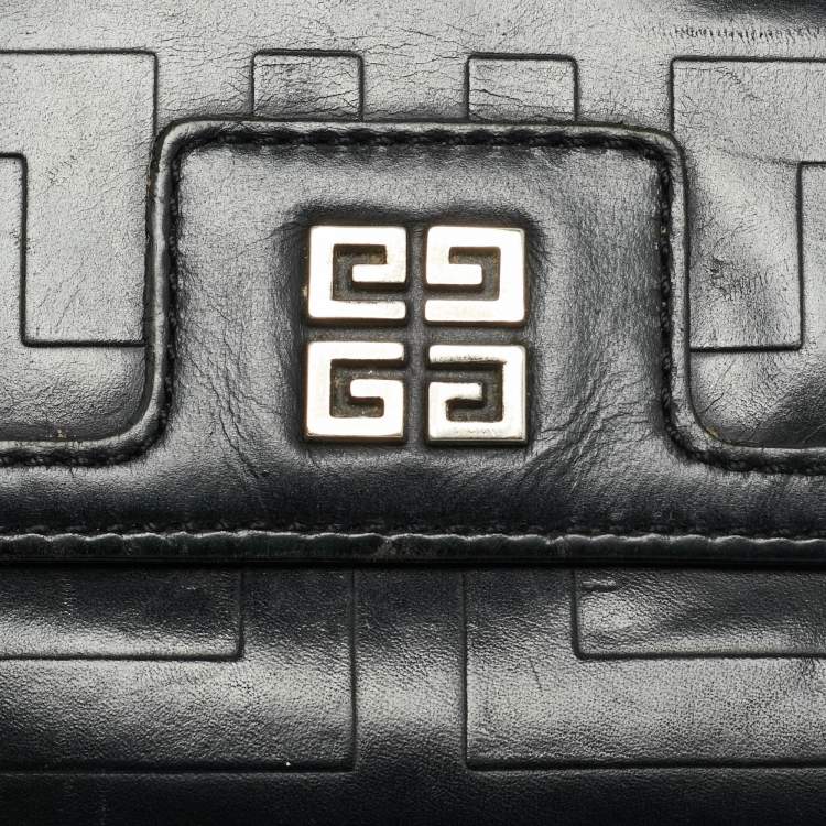 Pre Owned Givenchy Black Monogram Leather Compact Wallet