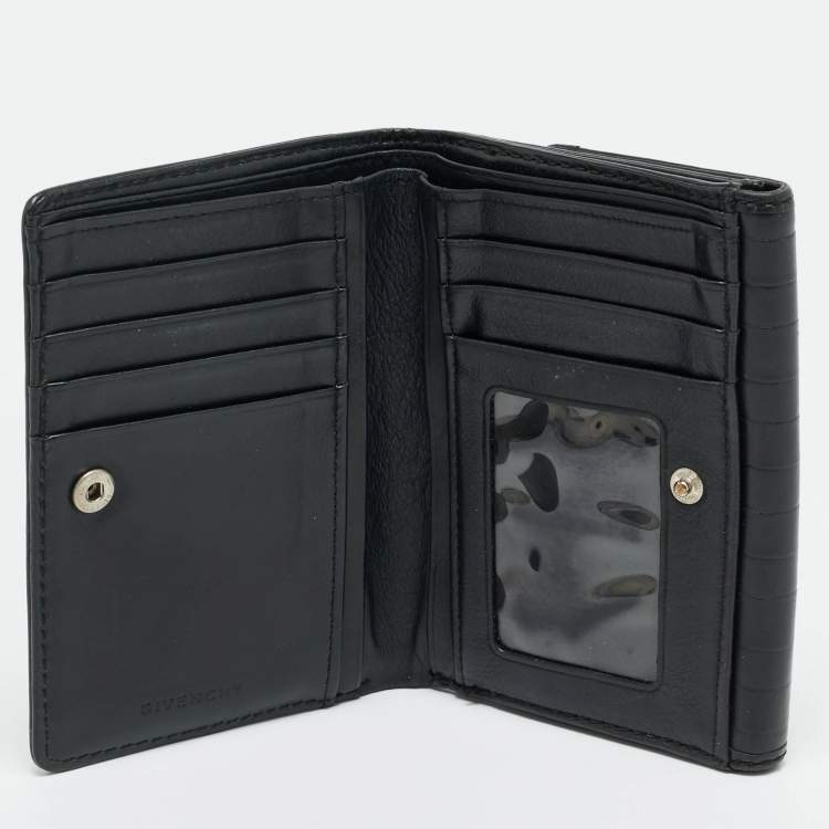 Pre Owned Givenchy Black Monogram Leather Compact Wallet