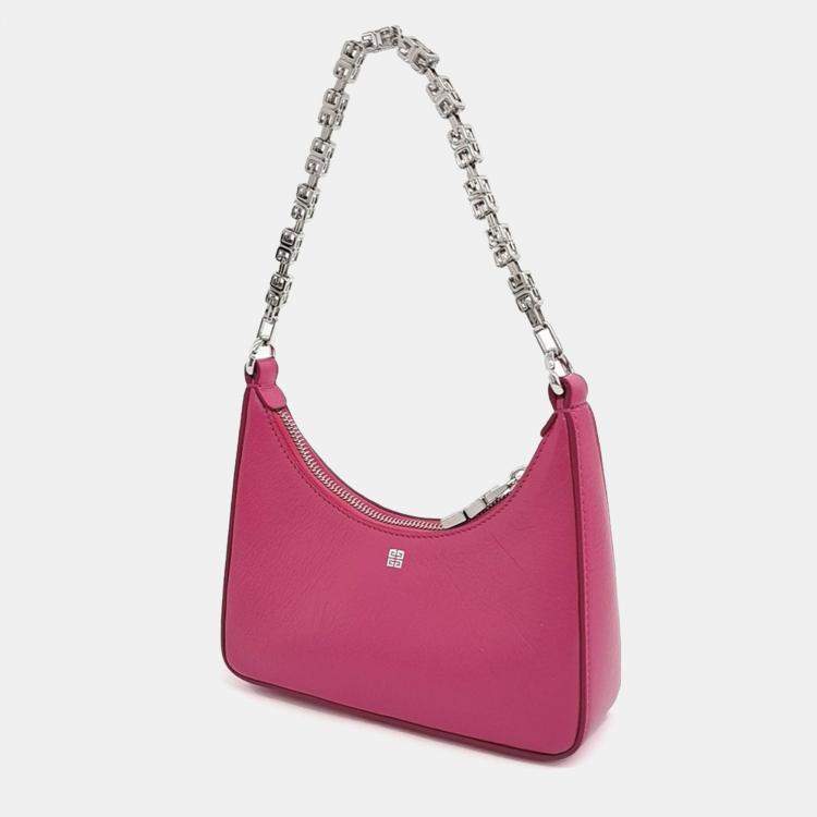 Pre Owned Givenchy Pink Leather Moon Cutout Mini Hobo Bag