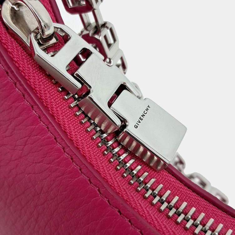 Pre Owned Givenchy Pink Leather Moon Cutout Mini Hobo Bag