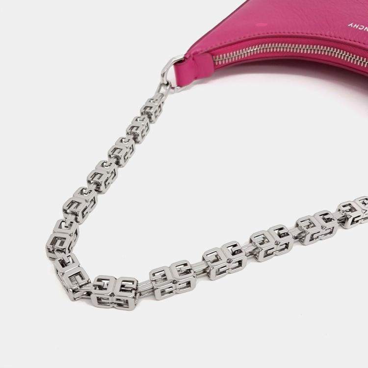 Pre Owned Givenchy Pink Leather Moon Cutout Mini Hobo Bag