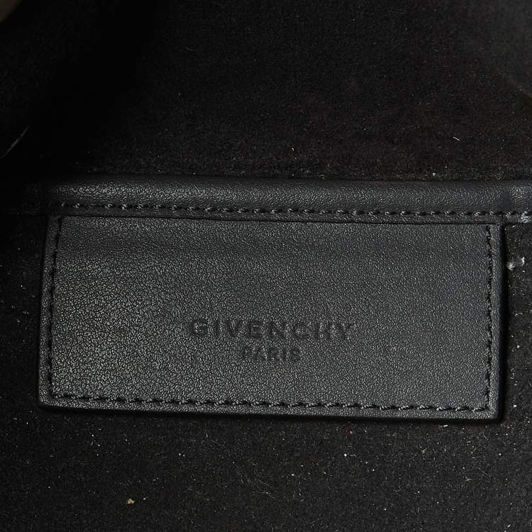 Pre Owned Givenchy Bond Chain Navy Blue/White Logo Jacquard and Leather Tote