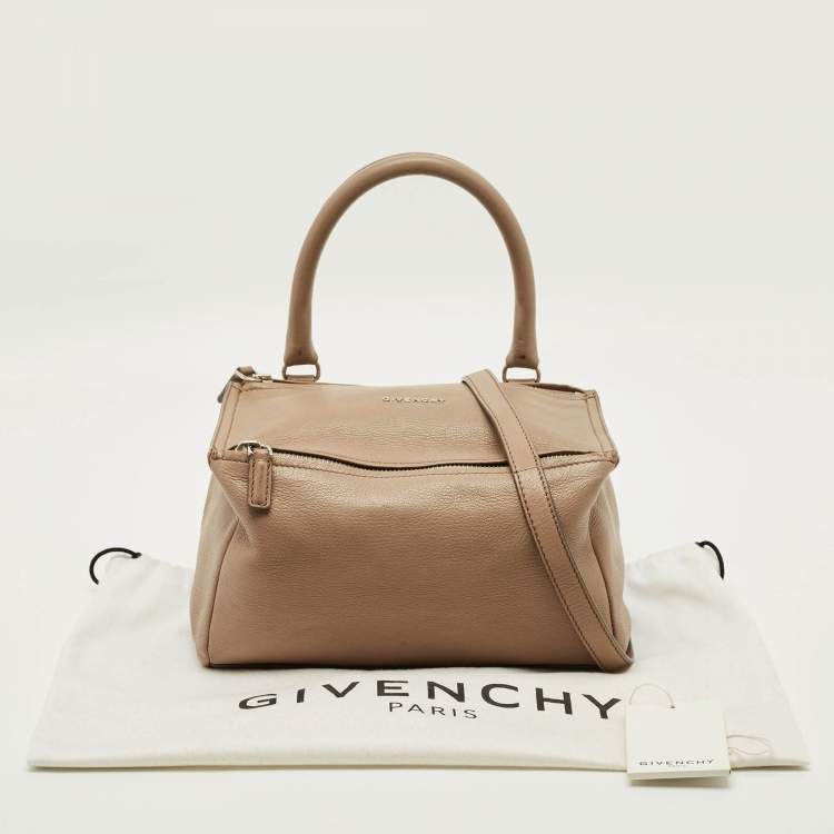 Pre Owned Givenchy Pandora Box Medium Beige Leather Crossbody Bag