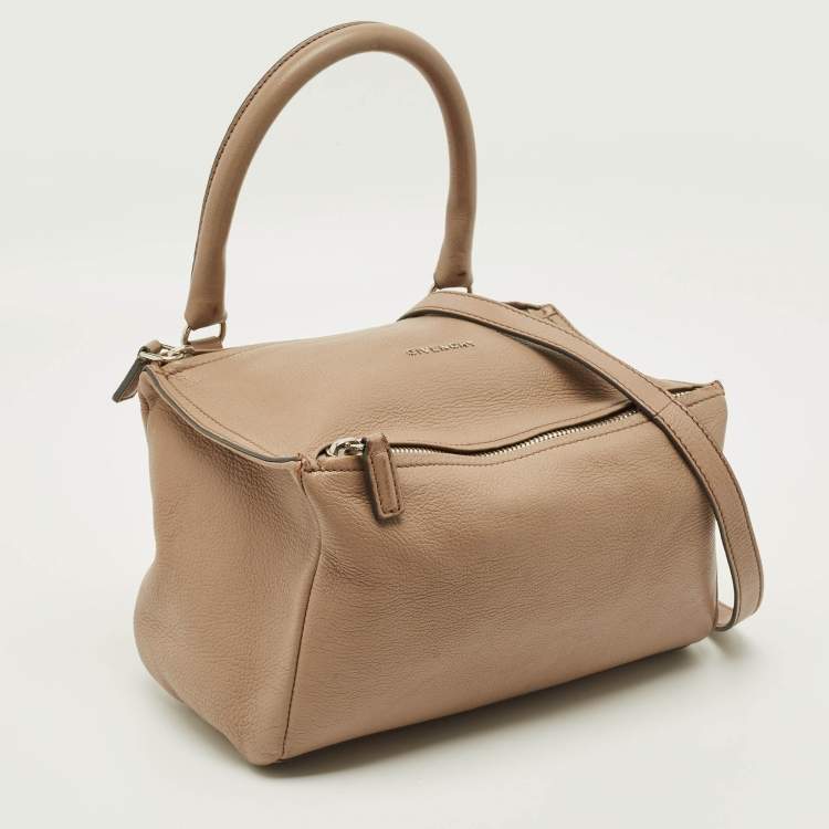 Pre Owned Givenchy Pandora Box Medium Beige Leather Crossbody Bag