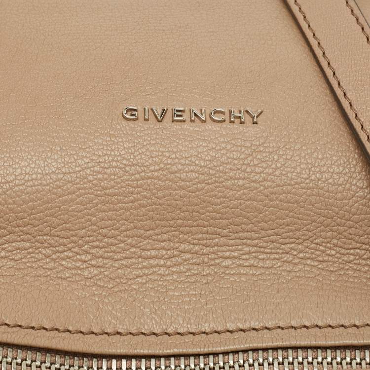 Pre Owned Givenchy Pandora Box Medium Beige Leather Crossbody Bag