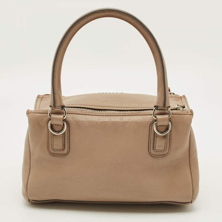 Pre Owned Givenchy Pandora Box Medium Beige Leather Crossbody Bag