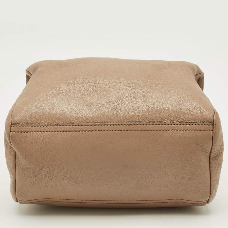 Pre Owned Givenchy Pandora Box Medium Beige Leather Crossbody Bag