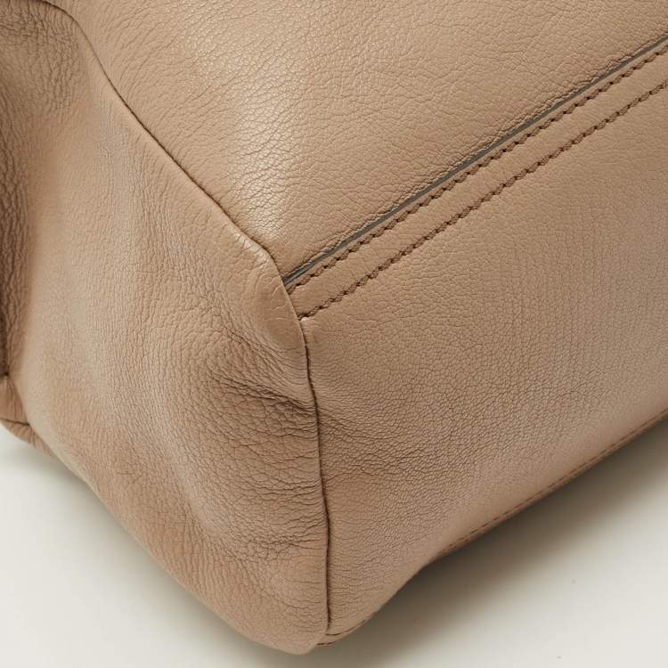 Pre Owned Givenchy Pandora Box Medium Beige Leather Crossbody Bag