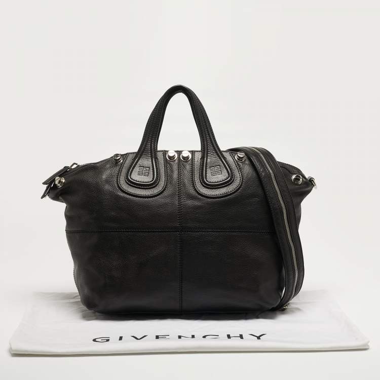 Pre Owned Givenchy Nightingale Embellished Medium Black Leather Bag
