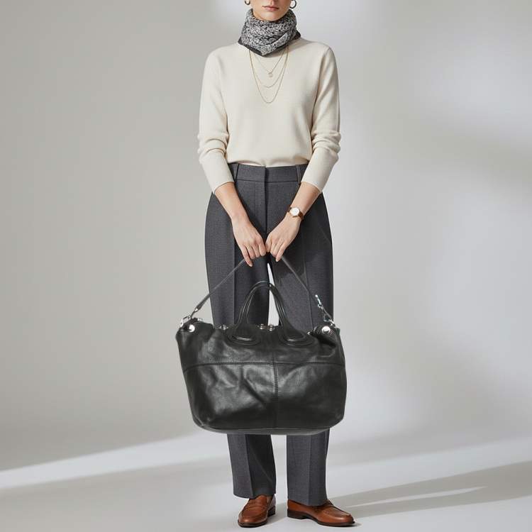 Pre Owned Givenchy Nightingale Embellished Medium Black Leather Bag