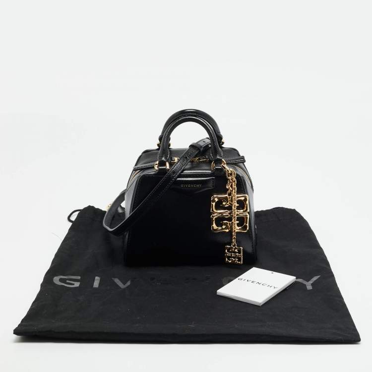 Pre Owned Givenchy Antigona Cube Nano Black Leather Top Handle Bag