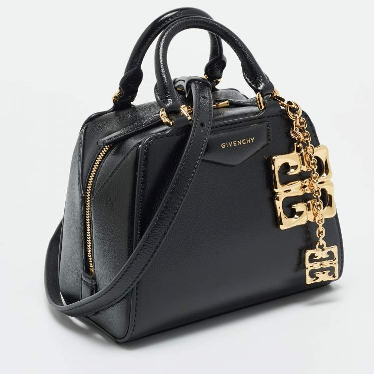 Pre Owned Givenchy Antigona Cube Nano Black Leather Top Handle Bag