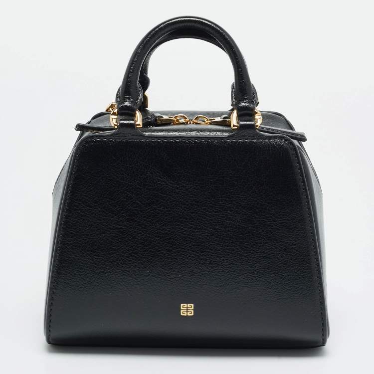 Pre Owned Givenchy Antigona Cube Nano Black Leather Top Handle Bag