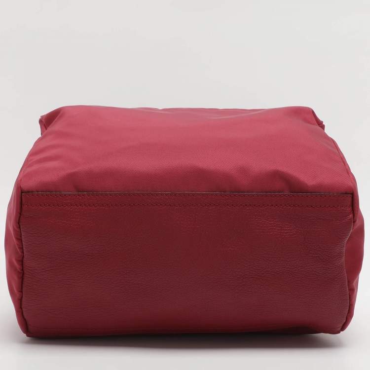 Pre Owned Givenchy Pandora Medium Burgundy Nylon Box Shoulder Bag