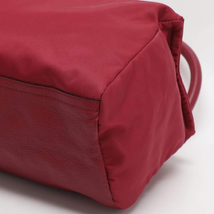 Pre Owned Givenchy Pandora Medium Burgundy Nylon Box Shoulder Bag