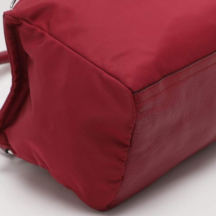 Pre Owned Givenchy Pandora Medium Burgundy Nylon Box Shoulder Bag