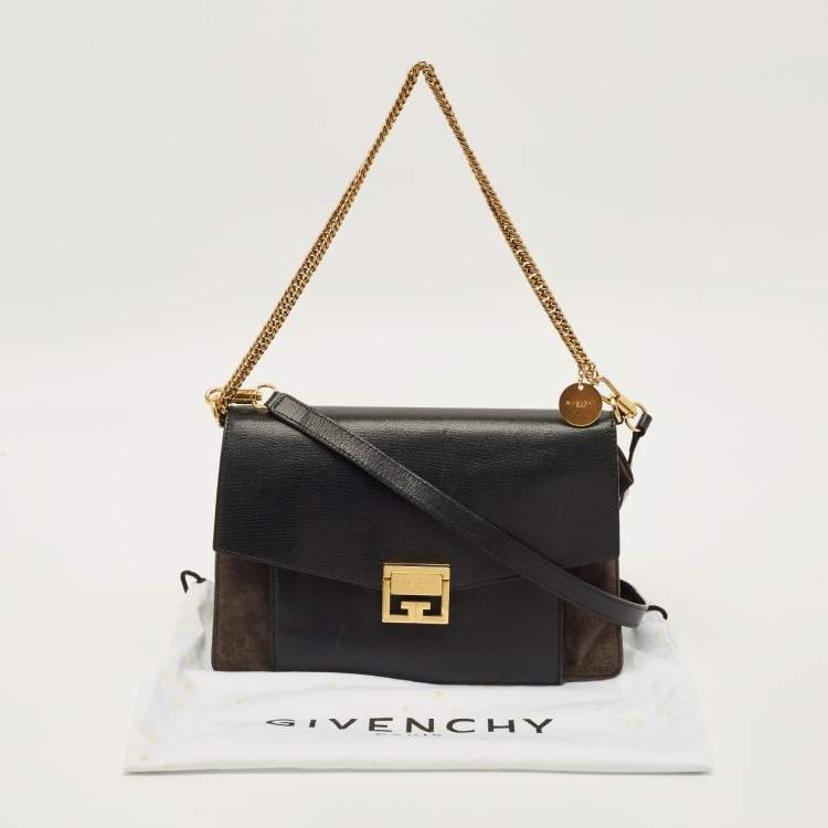 مملوكة مسبقًا Givenchy GV3 Medium Black/Dark Beige Leather and Suede Shoulder Bag