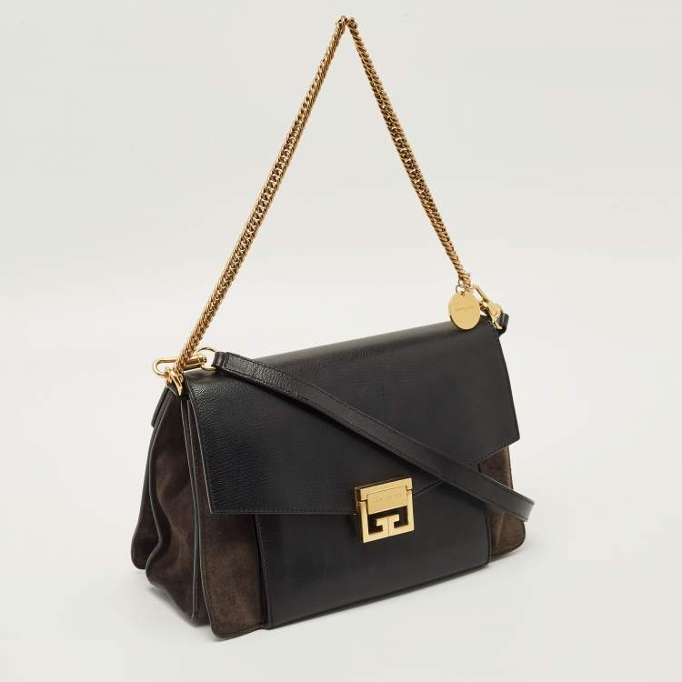 مملوكة مسبقًا Givenchy GV3 Medium Black/Dark Beige Leather and Suede Shoulder Bag