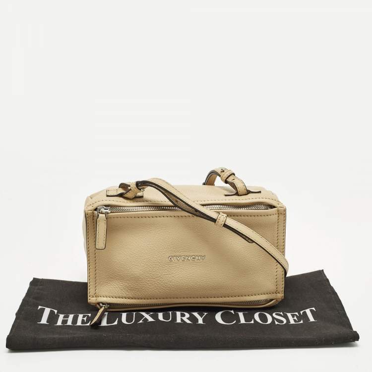 Pre Owned Givenchy Pandora Mini Beige Leather Shoulder Bag