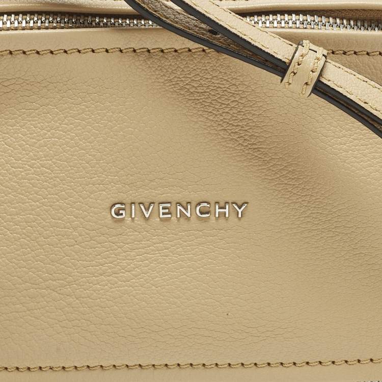 Pre Owned Givenchy Pandora Mini Beige Leather Shoulder Bag