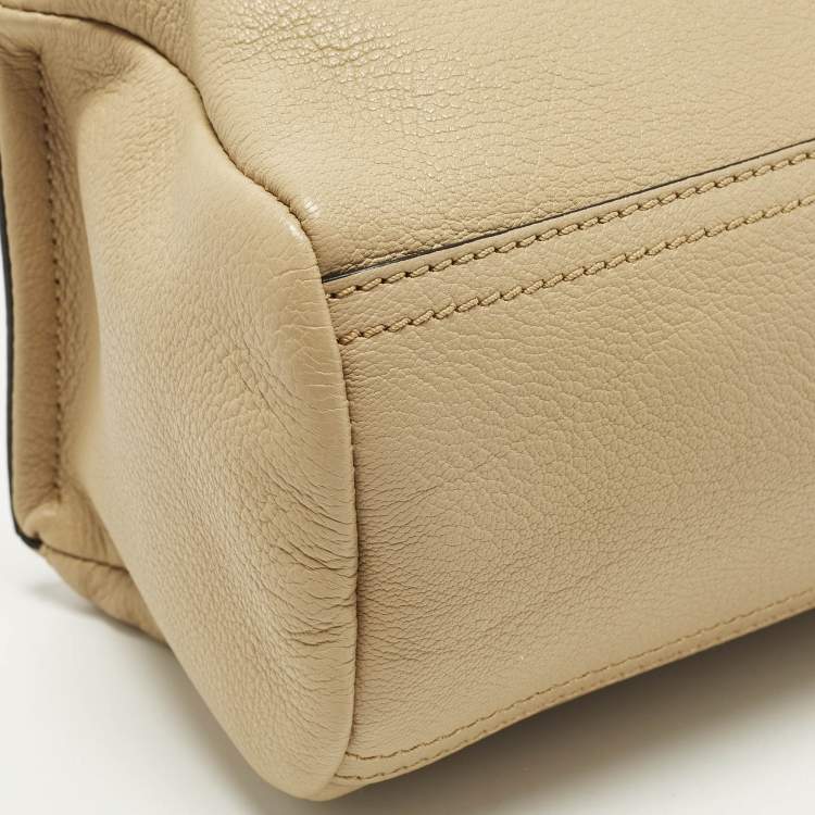 Pre Owned Givenchy Pandora Mini Beige Leather Shoulder Bag