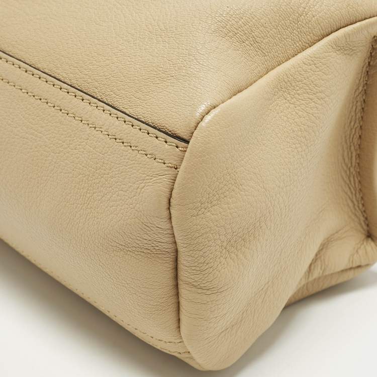 Pre Owned Givenchy Pandora Mini Beige Leather Shoulder Bag