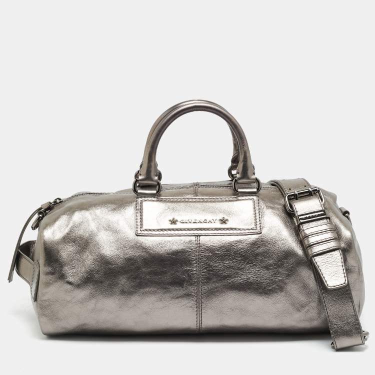 مملوكة مسبقًا Givenchy Metallic Dark Grey Leather Zip Duffle Bag
