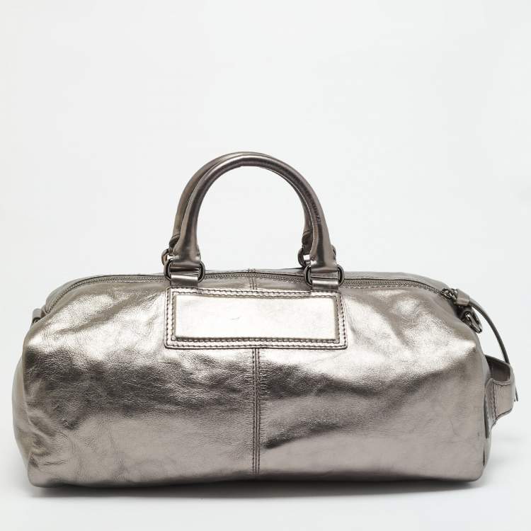 مملوكة مسبقًا Givenchy Metallic Dark Grey Leather Zip Duffle Bag