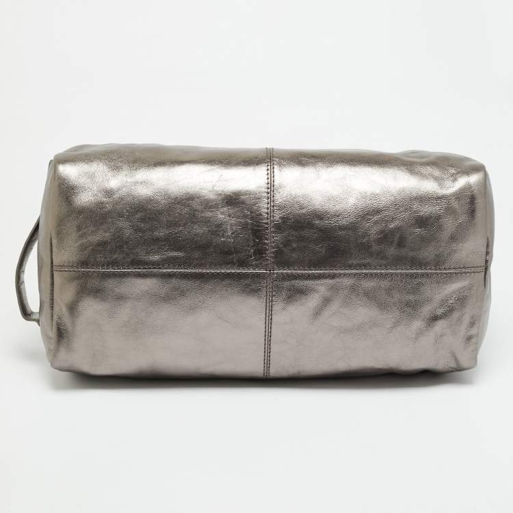مملوكة مسبقًا Givenchy Metallic Dark Grey Leather Zip Duffle Bag