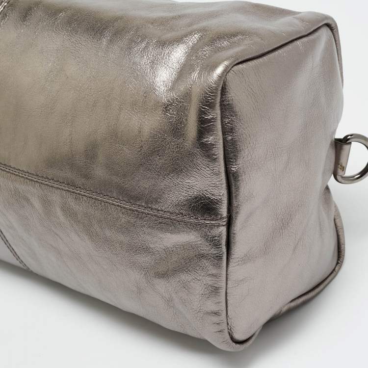 مملوكة مسبقًا Givenchy Metallic Dark Grey Leather Zip Duffle Bag