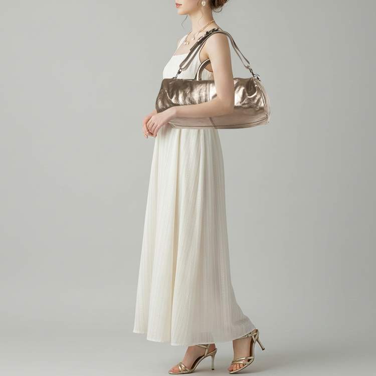 مملوكة مسبقًا Givenchy Metallic Dark Grey Leather Zip Duffle Bag