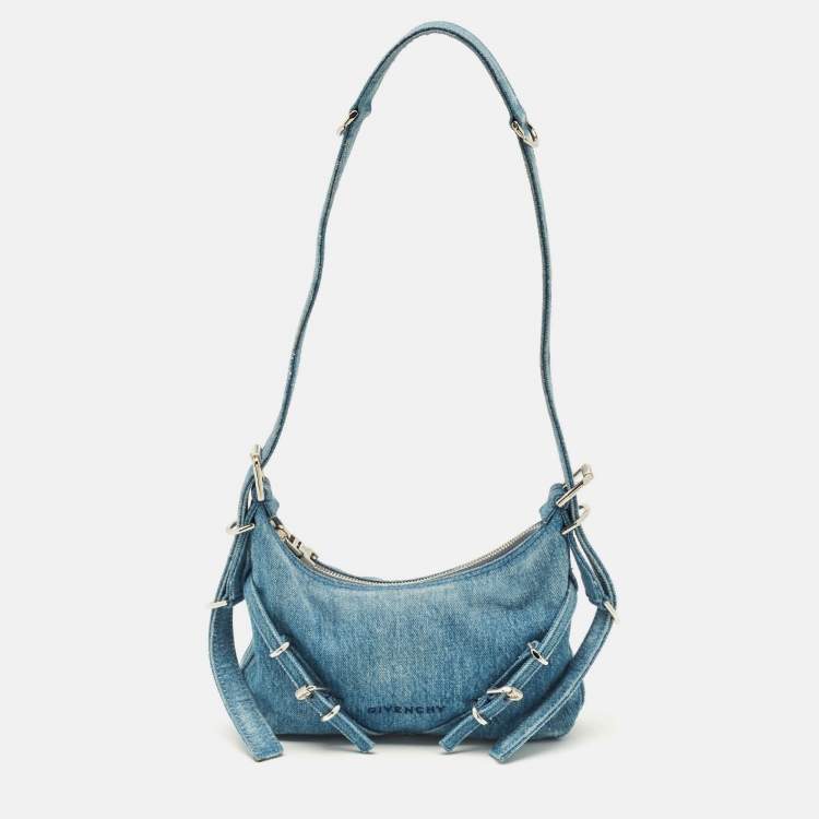 Pre Owned Givenchy Moyou Mini Light Blue Denim Hobo