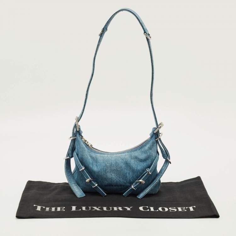 Pre Owned Givenchy Moyou Mini Light Blue Denim Hobo