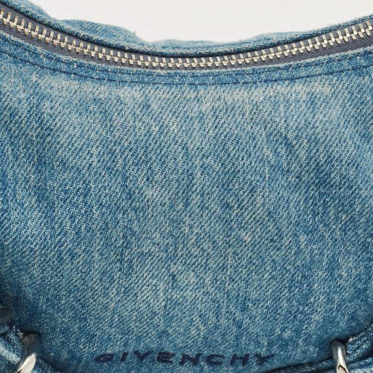 Pre Owned Givenchy Moyou Mini Light Blue Denim Hobo