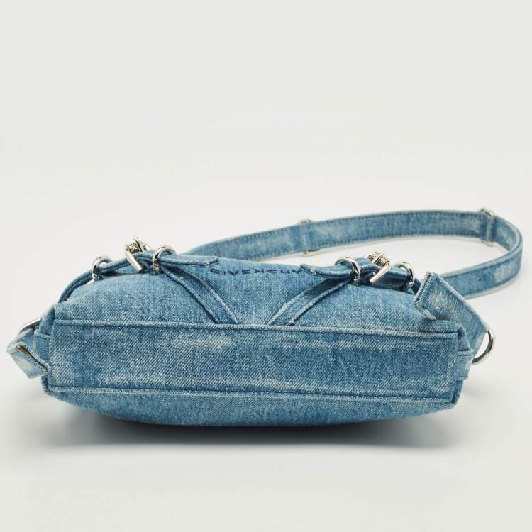Pre Owned Givenchy Moyou Mini Light Blue Denim Hobo