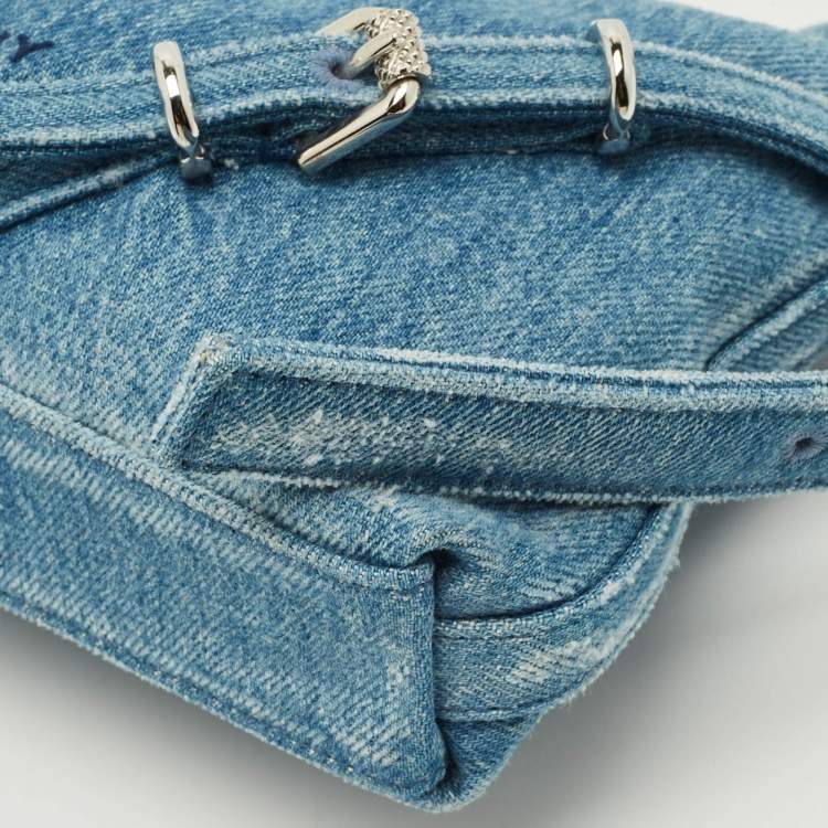 Pre Owned Givenchy Moyou Mini Light Blue Denim Hobo
