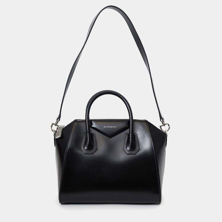 Pre Owned Givenchy Black Leather Small Antigona Top Handle With Strap