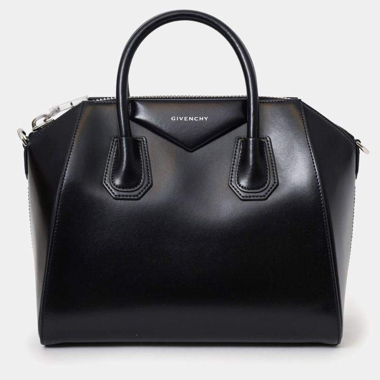 Pre Owned Givenchy Black Leather Small Antigona Top Handle With Strap