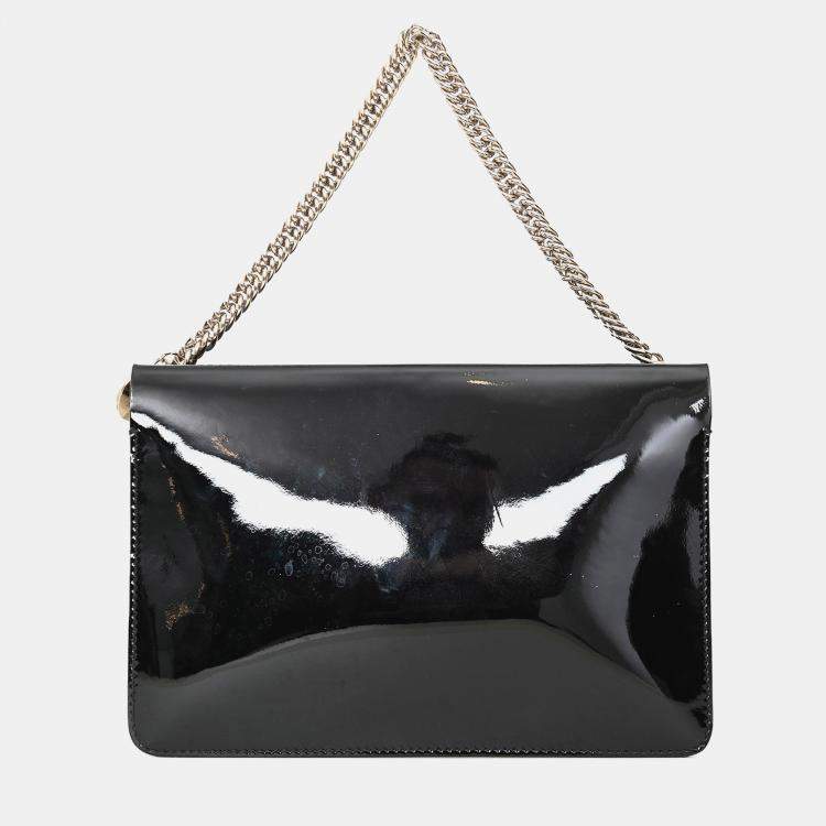 Pre Owned Givenchy Black Patent/Snake Print Leather Cross 3 Bag with Strap