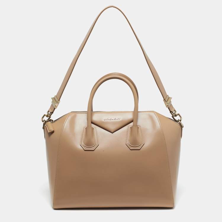 Pre Owned Givenchy Antigona Medium Beige Leather Satchel