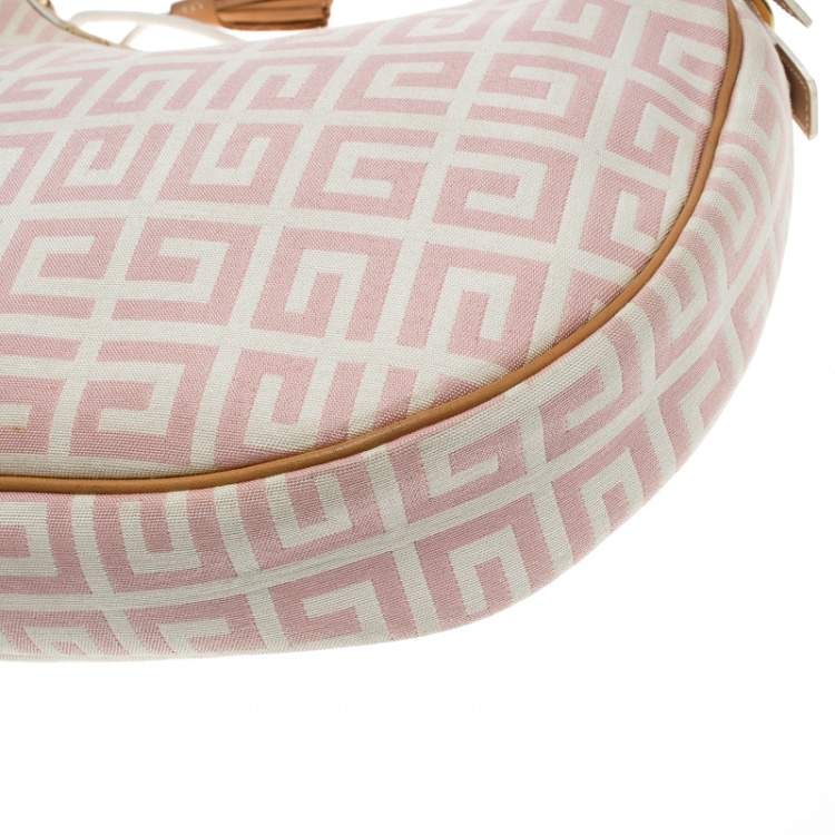 Pre Owned Givenchy Pink/Beige Signature Canvas and Leather Hobo 