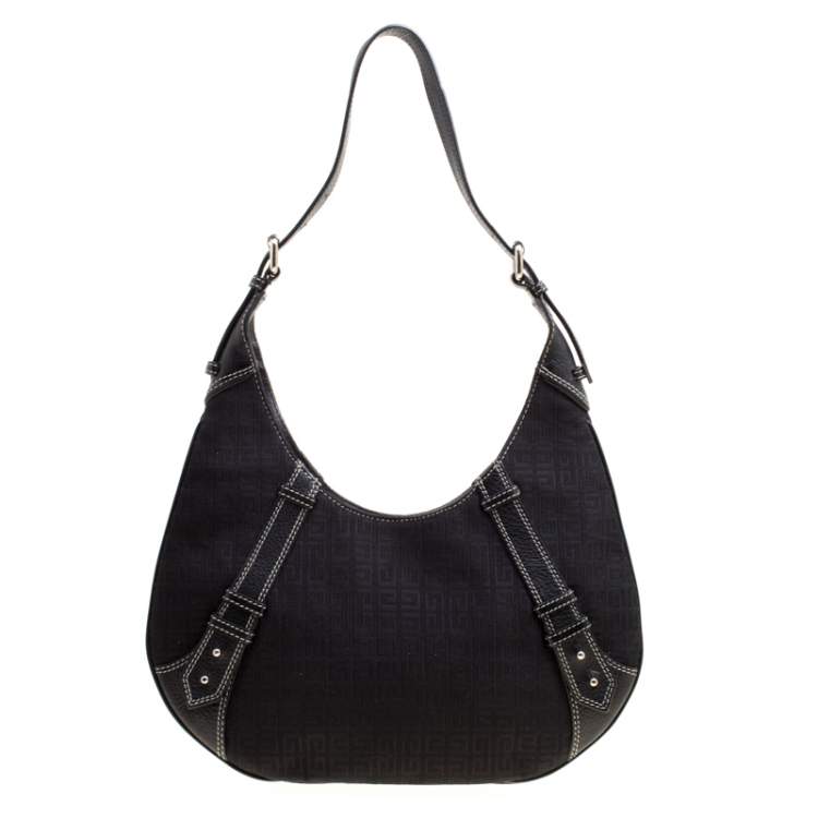 Pre Owned Givenchy Black Signature Canvas and Leather Hobo 