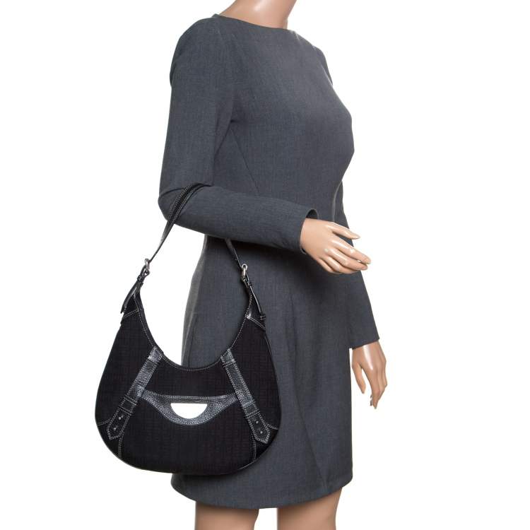 Pre Owned Givenchy Black Signature Canvas and Leather Hobo 