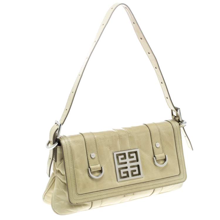 Pre Owned Givenchy Light Green Leather Shoulder Bag