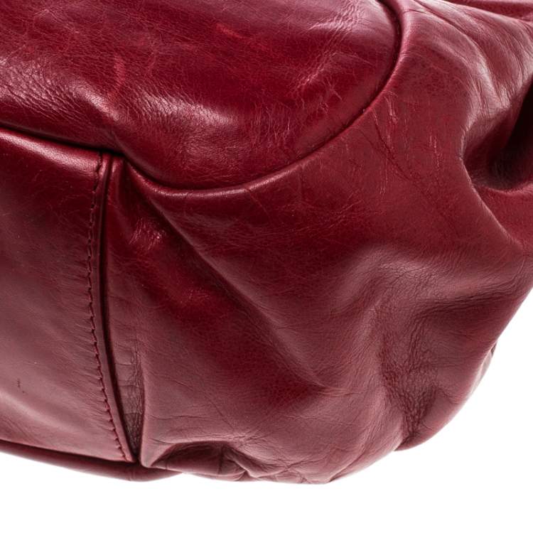 Pre Owned Givenchy Red Leather Drawstring Shoulder Bag