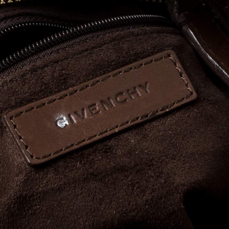 Pre Owned Givenchy Brown Signature Embossed Leather Hobo