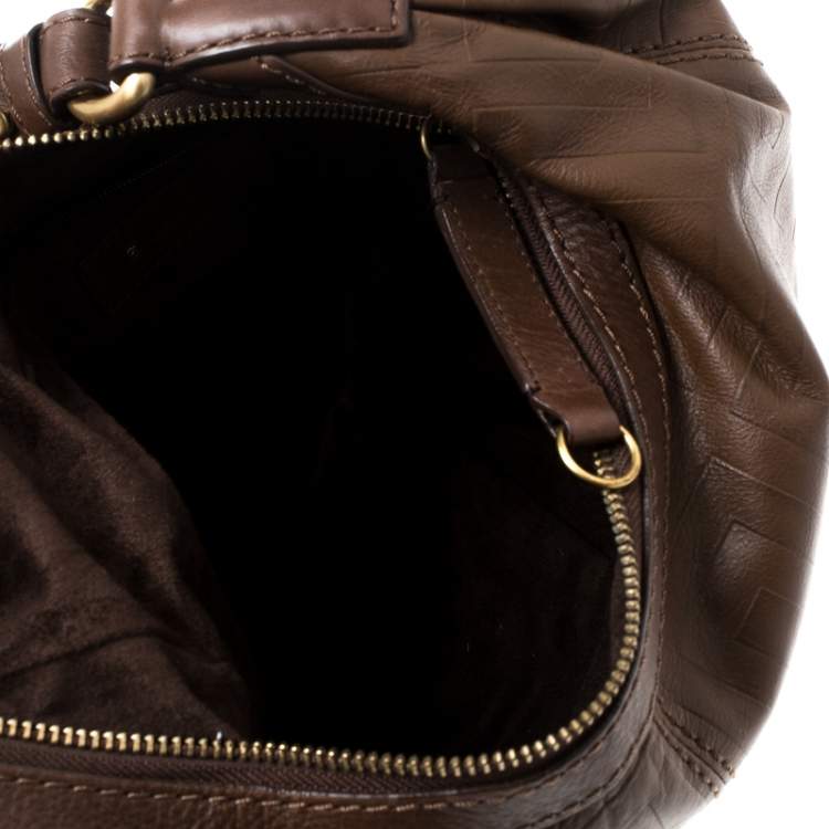 Pre Owned Givenchy Brown Signature Embossed Leather Hobo